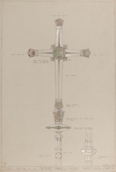 Hochaltar: vorgeschlagenes gold- und silbernes Prozessionskreuz, tatsächliche Größe von A. Edward Jones and Co.