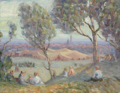 Blick von Arlington Heights, mit Chautauqua-Zelten und dem Washington Monument..., ca. 1922 von A. H. O. Rolle