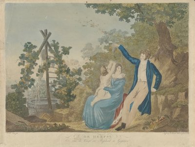 Eltern mit Kind in einer Herbstlandschaft von A. Lutz