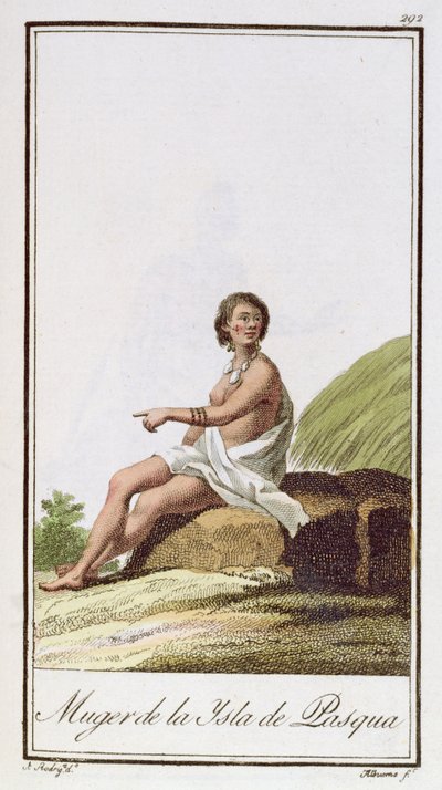 Eine Frau von der Osterinsel, graviert von Albuerne, 1799 von A. Rodriguez