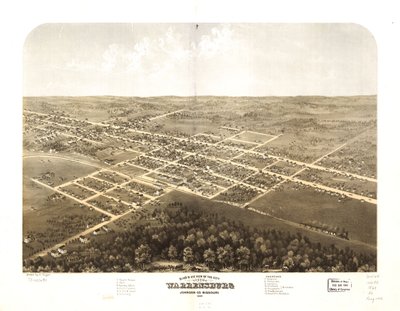 Vogelperspektive der Stadt Warrensburg, Johnson Co., Missouri 1869 von A. Ruger