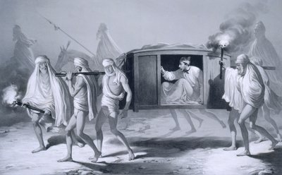 Postkutsche im indischen Stil im Punjab zwischen Loudiana und Amritsar, 1859 von A. Soltykoff