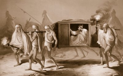 Indischer Postwagen im Punjab zwischen Loudiana und Amritsar, 1859 von A. Soltykoff