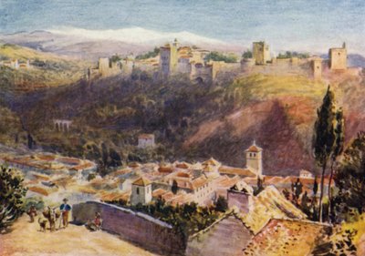 Granada, Gesamtansicht der Alhambra von A. Trevor Haddon