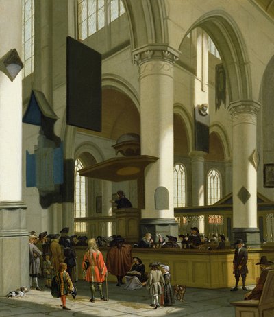 Innenraum der Oude Kerk, Delft, mit einem Prediger von A. and Streeck, H. van Storck