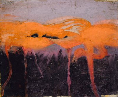 Rote Flamingos, Studie für das Buch Concealing Coloration in the Animal Kingdom, ca. 1905-1909 von Abbott Handerson Thayer