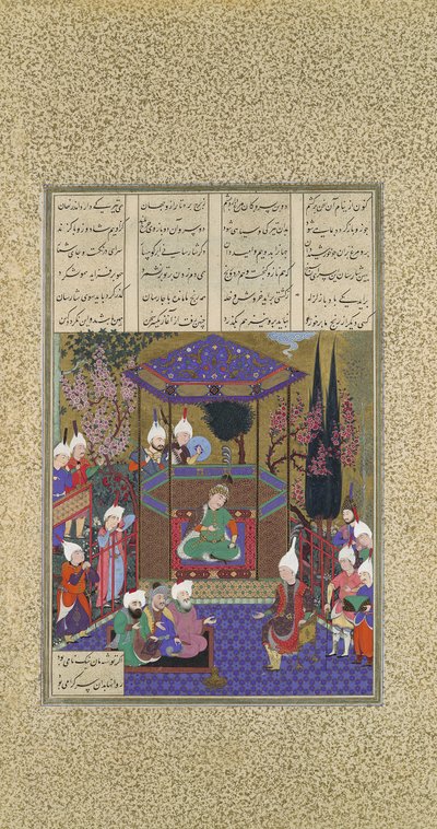 Zal erklärt die Geheimnisse der Magier, Folio 87v aus dem Shahnama Buch der Könige von 