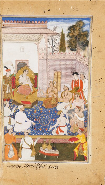 Bhishma berät Yudhishthira über die Natur der vier Varnas oder Kasten von Abdul Rahim Khan I Khana