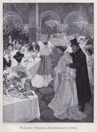 Abend in einem eleganten Restaurant in Paris von Abel Truchet