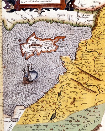 Historische geografische Karte von Palästina nach dem Atlas von Abraham Ortelius, Amsterdam von Abraham (after) Ortelius