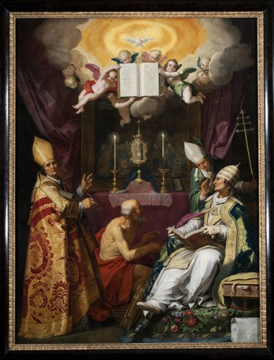 Die vier Kirchenväter - Darstellung von St. Ambrosius von Mailand, St. Augustinus von Hippo, St. Gregor der Große und St. Hieronymus von Abraham Bloemaert