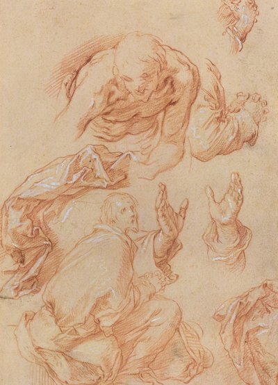 Studien von Händen und sich bückenden Figuren (verso) von Abraham Bloemaert