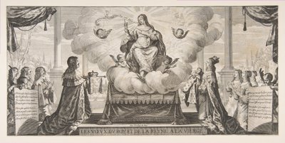 Almanach für 1639: Ludwig XIII. und Anna von Österreich vertrauen das Königreich und den Prinzen an..., 1639 von Abraham Bosse