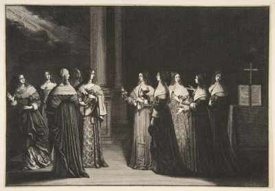 Die klugen Jungfrauen verweigern den törichten Jungfrauen Öl von Abraham Bosse