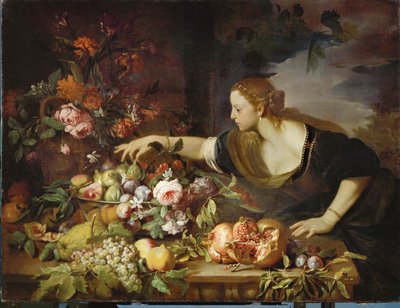 Frau nimmt Früchte von Abraham Brueghel