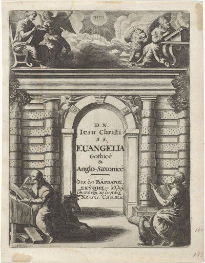 Vier Evangelisten um ein Tor von Abraham Dircksz. Santvoort