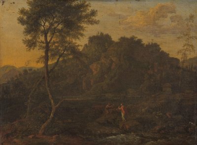 Nymphe und Hirte machen Musik in einer Landschaft von Abraham Genoels (attributed to)