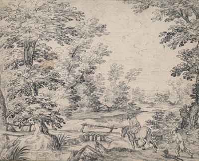 Landschaft mit Mann zu Pferd von Abraham Genoels