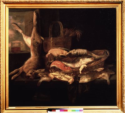 Stillleben mit Fischen und einem toten Hasen von Abraham Hendricksz van Beyeren