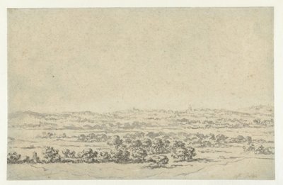 Flusslandschaft mit einem Turm in der Ferne von Abraham Jansz Begeyn