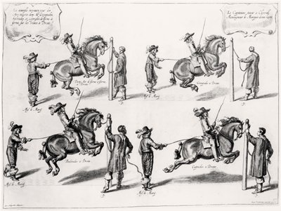 Illustration aus einem Reitmanual, graviert von Peeter Clouwet (1629-70), 1658 von Abraham Jansz. van after Diepenbeeck