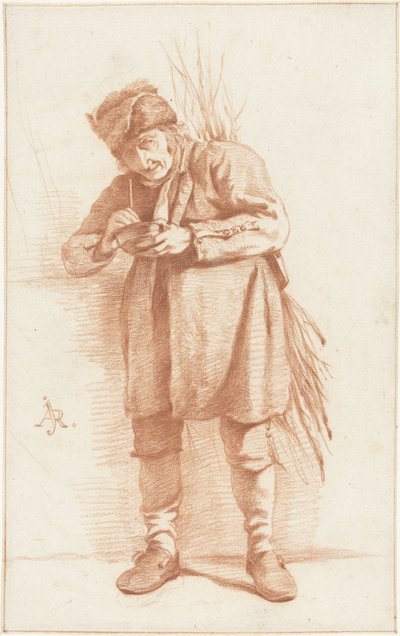 Stehender Mann mit Pfeife und Reisigbündel von Abraham Johannes Ruytenschildt