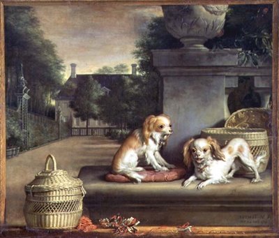 Zwei Hunde in einem Park von Abraham Lambertsz van den Tempel