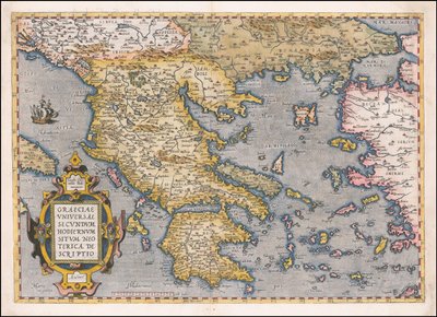 Karte von Griechenland und der Ägäis, 1584 von Abraham Ortelius