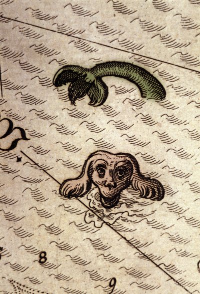 Ein Meeresmonster mit Hundekopf und Fischkörper. (Detail) einer Karte in „Theatrum Orbis Terrarum“ von Abraham Ortelius, Antwerpen 1584. von Abraham Ortelius