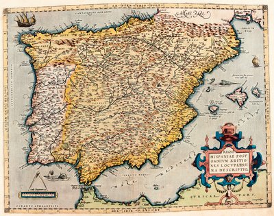 Beschreibung von Spanien. Geographische Karte aus „Theatrum Orbis Terrarum“ von Abraham Ortelius von Abraham Ortelius