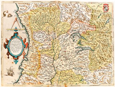 Ducatus Mediolanensis, Finitimarumq Regionu Descriptio Auctore Iooanne Georgio Septala Mediolanense Geographische Karte des Herzogtums Mailand aus „Theatrum Orbis Terrarum“ von Abraham Ortelius von Abraham Ortelius
