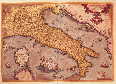 Karte von Italien aus Theatrum Orbis Terrarum von Abraham Ortelius von Abraham Ortelius