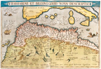 Marokko, Algerien, Tunesien, Westlibyen, Westsahara, Mauretanien, Senegal, Mali, Niger von Abraham Ortelius