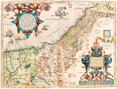 Palestinae sive totius Terrae Promissionis Geographische Karte des Territoriums von Palästina aus „Theatrum Orbis Terrarum“ von Abraham Ortelius (Oertel, Ortell oder Ortel) von Abraham Ortelius