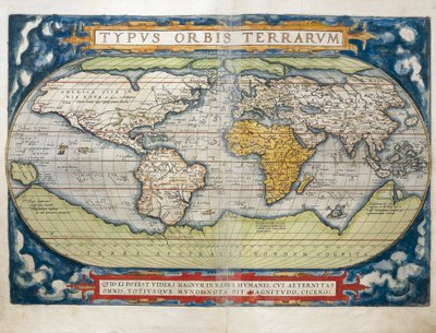 Weltkarte aus Theatrum Orbis Terrarum von Abraham Ortelius von Abraham Ortelius