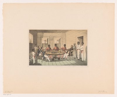 Surinamers en Hollanders drinken thee von Abraham Pieter Felix