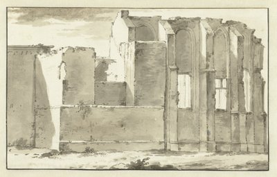 Ansicht der Ruinen des Chors der Großen Kirche in Zandvoort von Abraham Rademaker