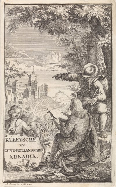 Reisender zeichnet die Stadt Kleve von Abraham Zeeman