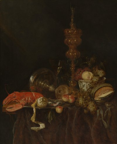 Stillleben mit Hummer und Früchten, wahrscheinlich frühe 1650er von Abraham van Beyeren