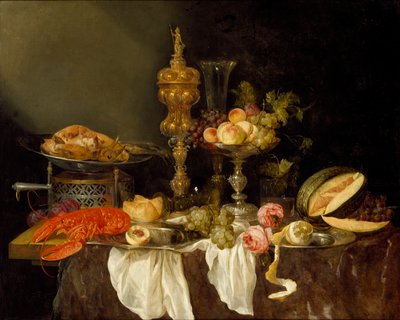 Stillleben mit Hummer und Truthahn, um 1653 von Abraham van Beyeren
