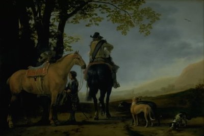 Zwei Reiter in einer Landschaft von Abraham van Calraet