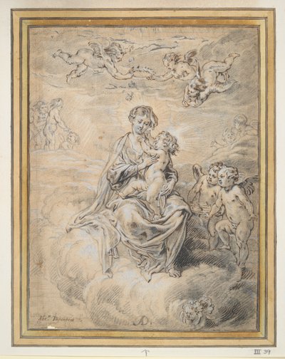 Jungfrau und Kind im Himmel, mit Putti von Abraham van Diepenbeeck