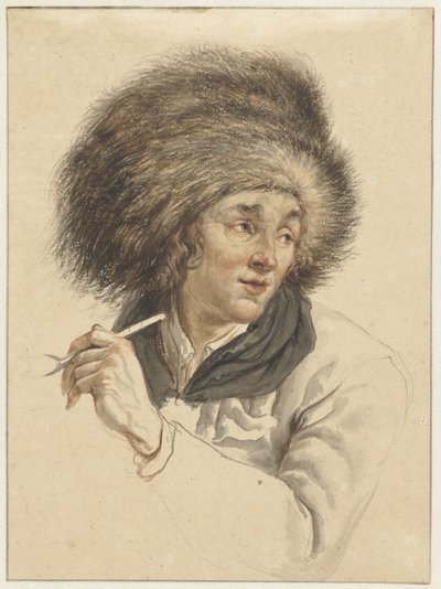 Mann mit Pelzhut und Pfeife von Abraham van Strij (I)