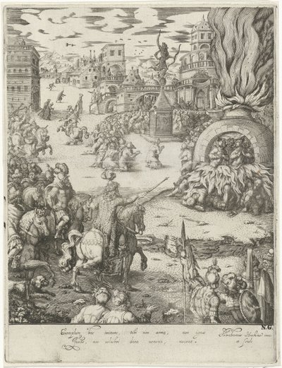 Schadrach, Meschach und Abednego im Feuerofen von Abraham van den Hecken