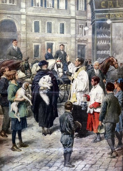 Eine neugierige und alte römische Tradition: der Segen der Tiere, die vor die Kirche San Antonio all