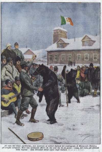 Trotz des extrem strengen Klimas fehlt es den italienischen Soldaten des Murmansk-Kontingents nicht an von Achille Beltrame