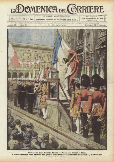 Beim Konzert der Alliierten in der Piazza del Duomo in Mailand von Achille Beltrame