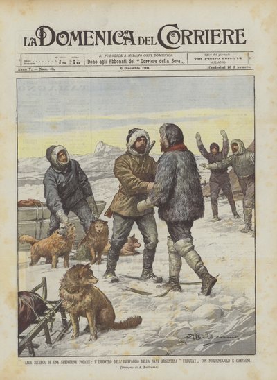 Auf der Suche nach einer Polarexpedition, Begegnung der Besatzung des argentinischen Schiffs Uruguay mit ? von Achille Beltrame