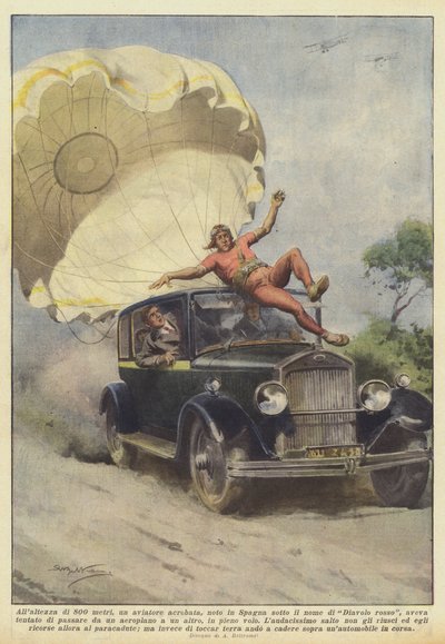 In einer Höhe von 800 Metern, ein Kunstflieger, bekannt in Spanien als Roter Teufel von Achille Beltrame