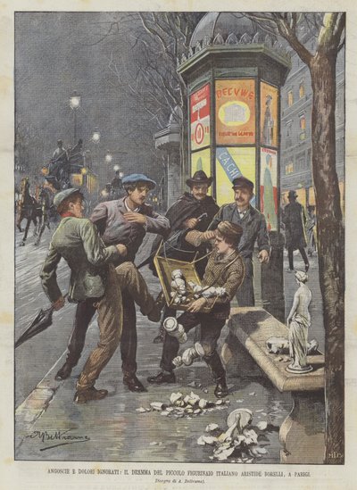 Ängste und unbekannte Schmerzen, das Drama des kleinen italienischen Figurenmachers Aristide Borelli in Paris von Achille Beltrame
